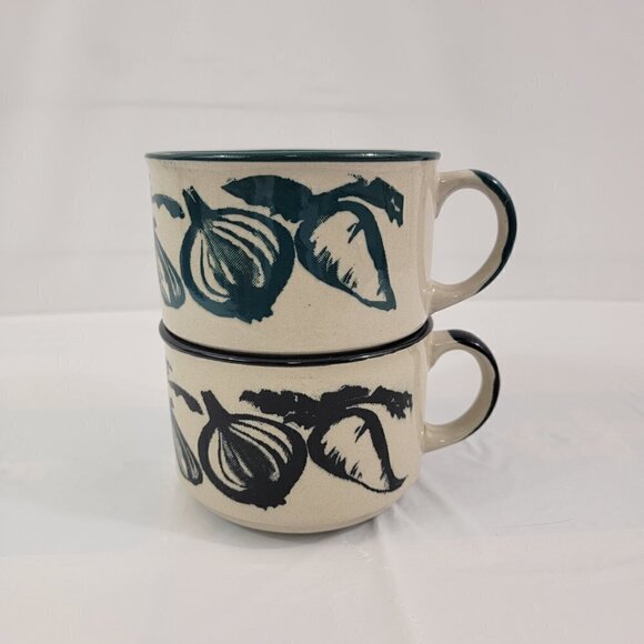 Stackable Soup Mugs - Stoneware Vegetable Soup Stew Chili 16 Oz Mugs – Set of 2 - Picture 4 of 16